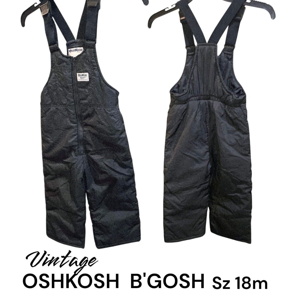 OshKosh B’gosh 18m Toddler Vintage Snow Bib Overalls Black Toddler Winter Pants